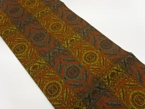 縞に更紗模様織出し全通袋帯